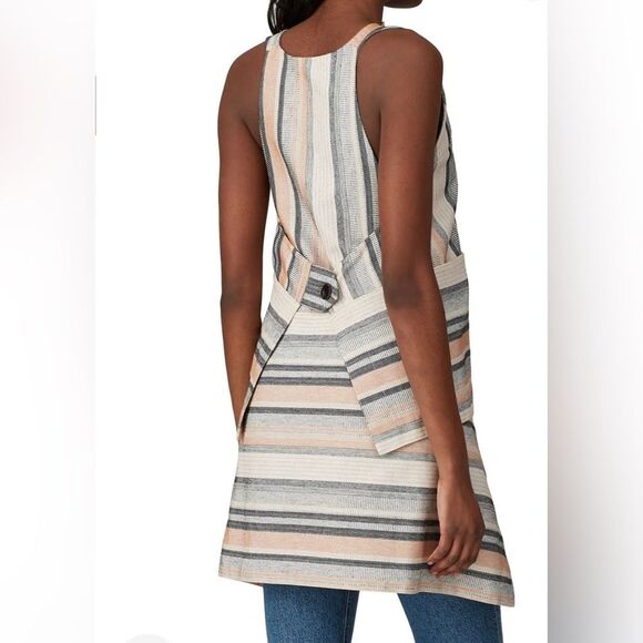 ROSETTA GETTY Striped White, Grey, Orange, Apron Halter Women's Top Size 10 - Picture 3 of 12